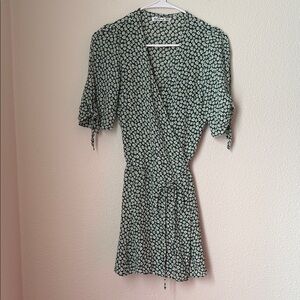 Reformation Venezuela Sammy Mini Wrap Dress Green Floral